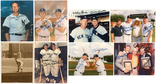 Mickey Mantle Photo & Autograph Lot (8) Including 7 Signed (Beckett PreCert)